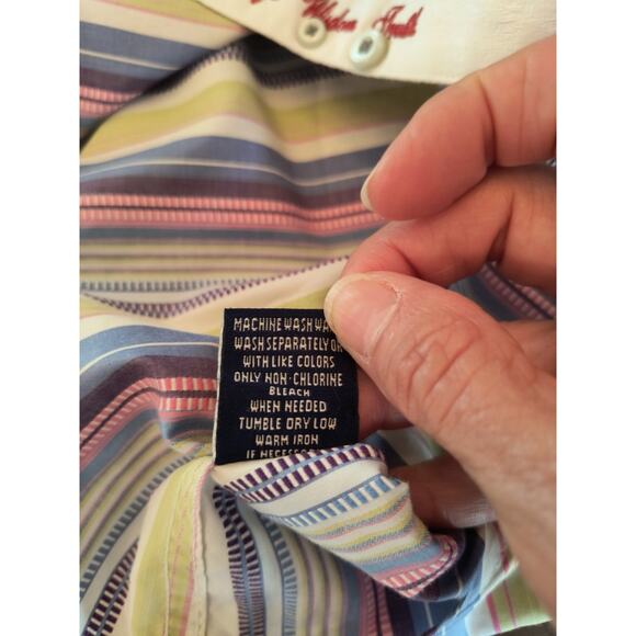 Robert Graham Button Up Shirt Men's Sz L Multicolor Striped Lng Sleeve Flip Cuff - Picture 15 of 16